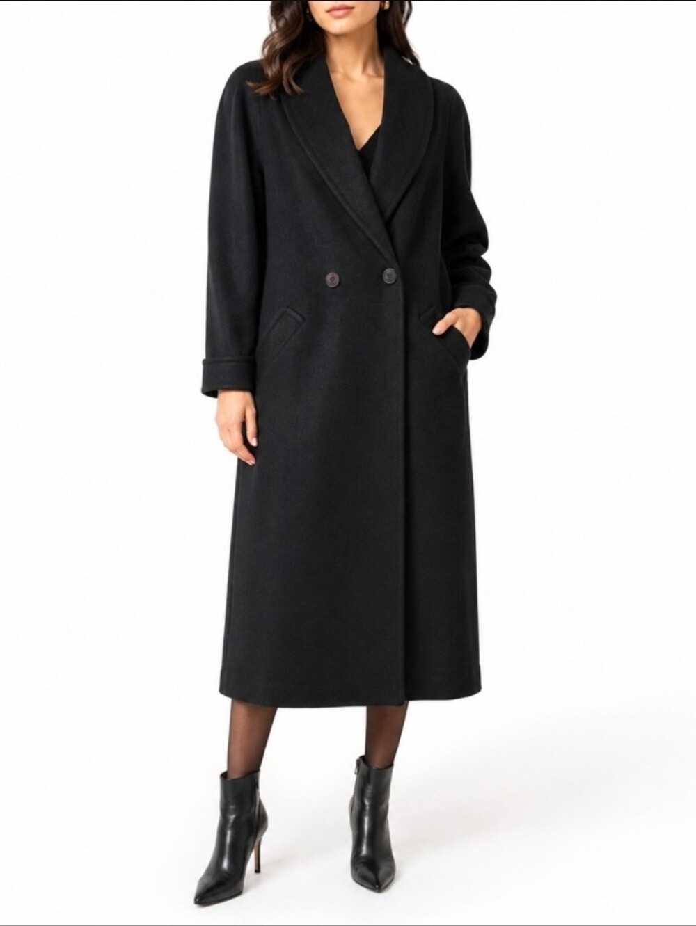 Vintage David Benjamin Black Worumbo Wool Long Trench Coat